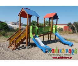Σύνθετο νηπίων-παίδων με 2 τσουλήθρες και γέφυρα